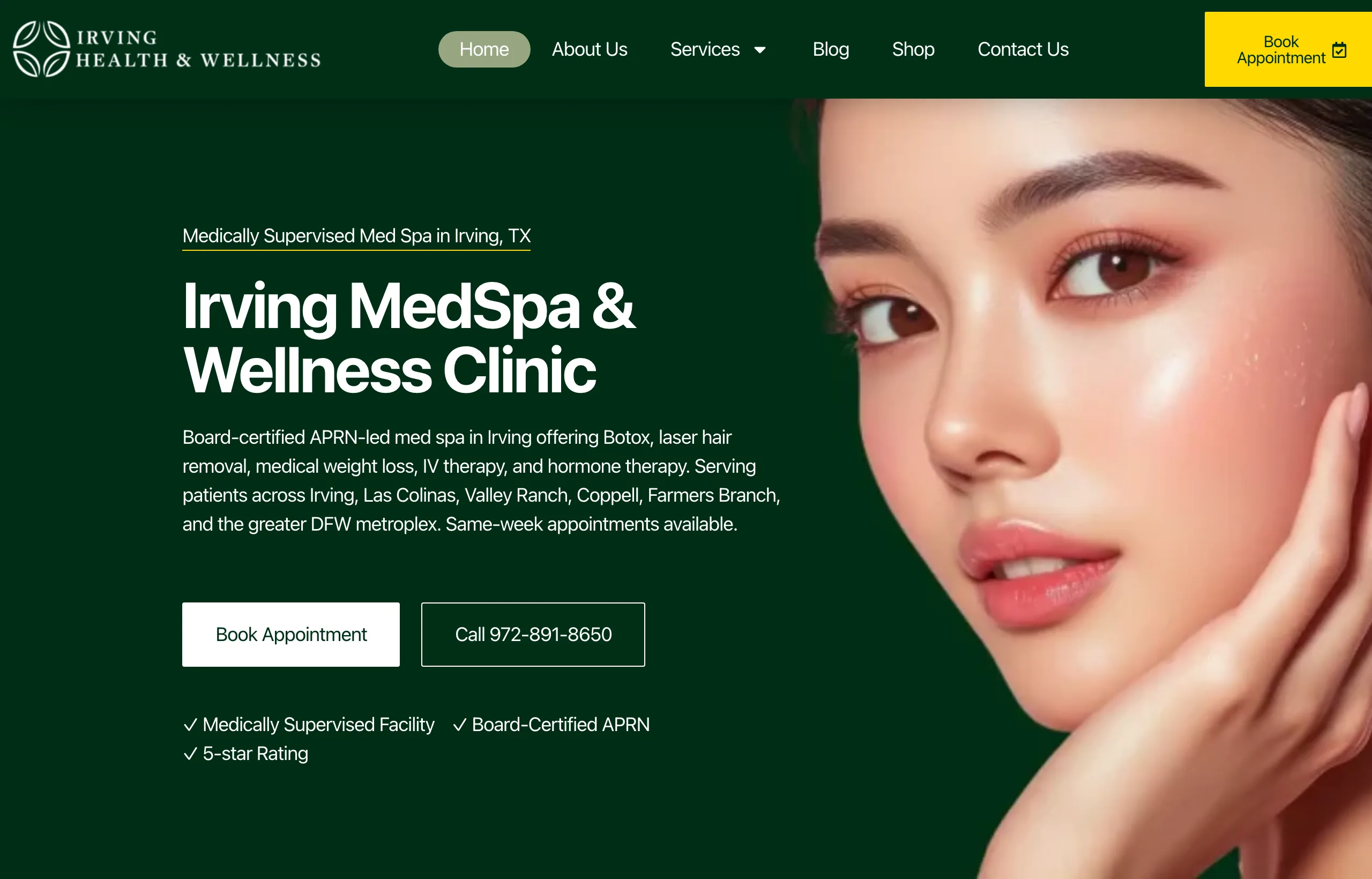 Irving Wellness Clinic website